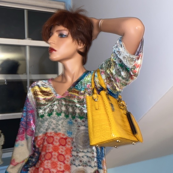 PATRICIA NASH NWOT CROC HAND BAG / CROSSBODY YELLOW WITH COIN PURSE DUST BAG - Picture 14 of 14